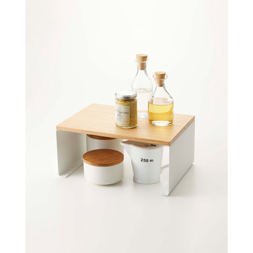 Yamazaki USA Tosca Yamazaki Home WoodTop Stackable Kitchen Rack, Modern Counter Shelf Organizer